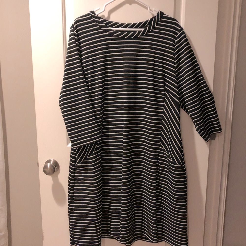 Black and white striped dress